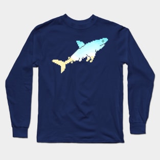 Modern Pixel Sea Shark Long Sleeve T-Shirt